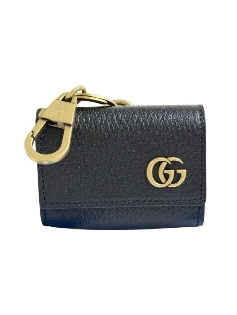 Gucci Earphones Case GG Marmont Airpods Black Leather Gold Shoulder Bag